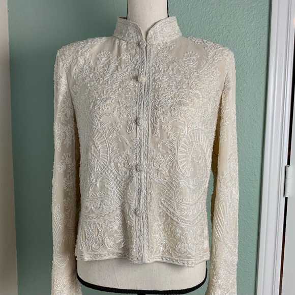 Vintage Adrianna Papell Beaded Lace Evening Jacket — EUC - Picture 11 of 14